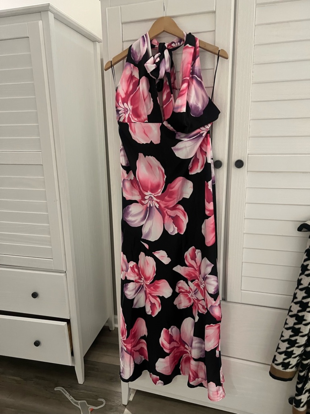 Hello Molly Black Maxi Dress with Pink Floral Print